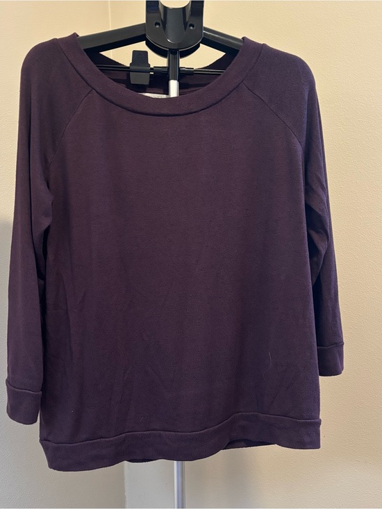 Market & Spruce Tops - Market & Spruce Cozy Raglan Sweatshirt Pullover Top - Dark Plum Purple - Size XL